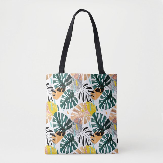 Tote Bag Motif tropicale sans couture. Feuilles verts d'un  (Devant)