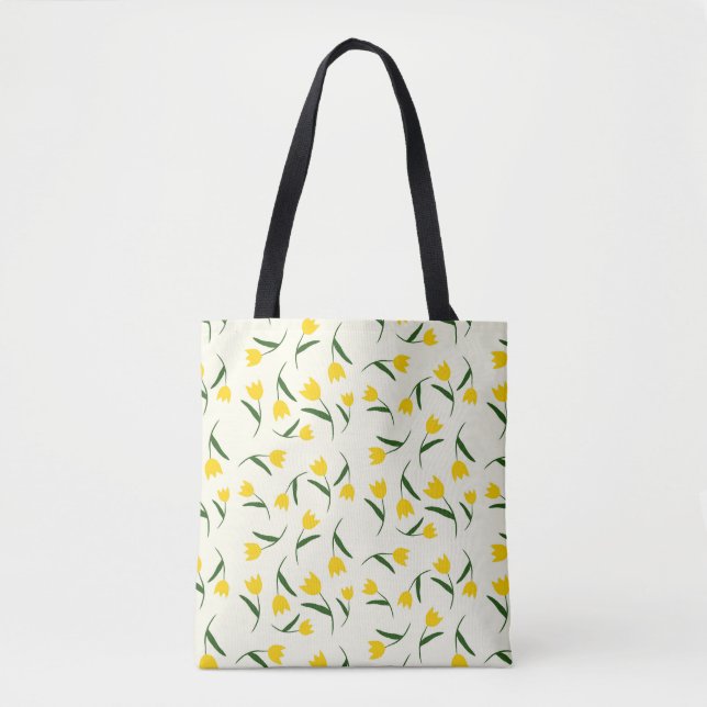 Tote Bag Motif Tulipe Jaune  (Devant)