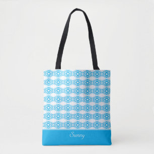 Tote Bag Motif turquoise moderne élégant & calligraphie