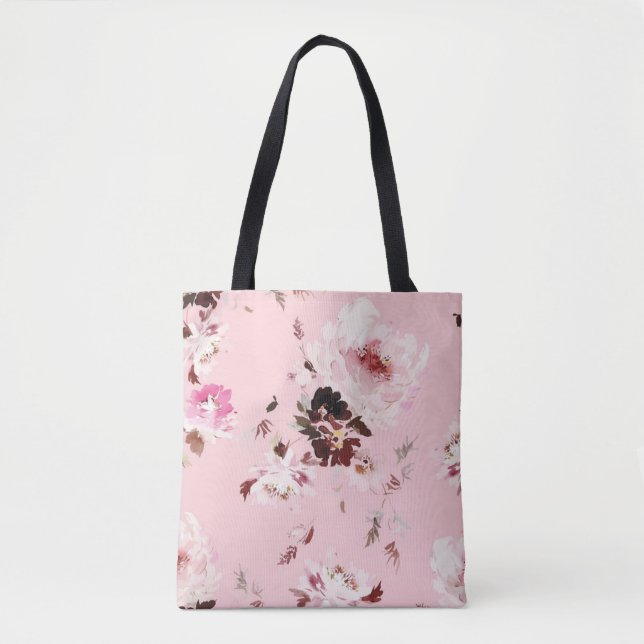 Tote Bag Motif vecteur d'aquarelle transparente avec pivoin (Devant)