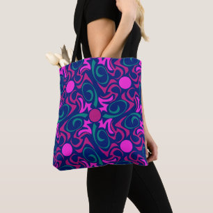 Tote Bag Motif vectoriel bleu et rose Fuchsia