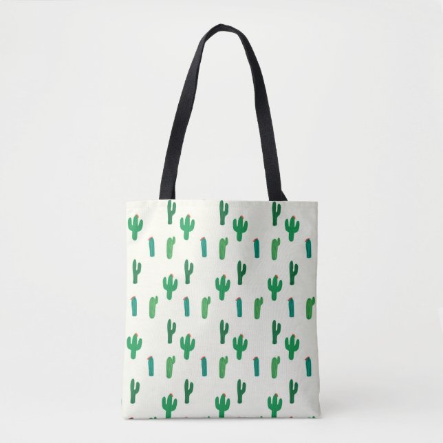 Tote Bag Motif vert clair de cactus (Devant)