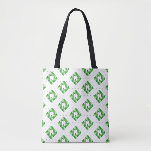 Tote Bag Motif vert de dent de plaid (Devant)