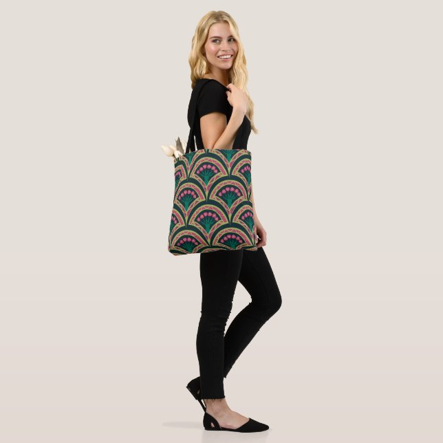 Tote Bag motif vert en forme de coque (Sur le modèle)