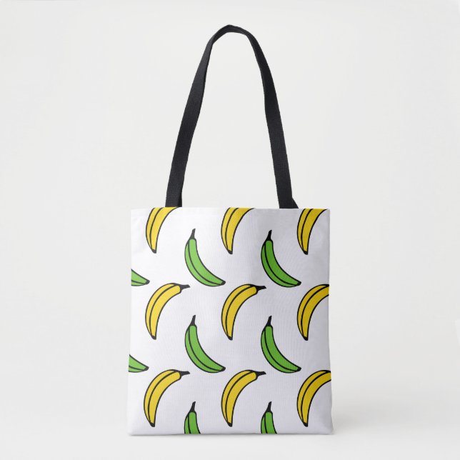 Tote Bag Motif vert et jaune à la mode chic de banane (Devant)