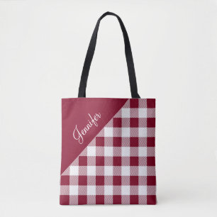 Tote Bag Motif Vichy Rouge à Carreaux