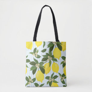 Tote Bag Motif vintage aux agrumes sans couture sur fond bl