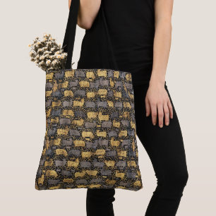 Tote Bag Motif vintage Black Gold Cow   Voyage d'été