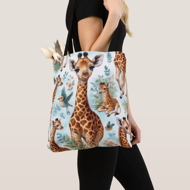 Tote Bag Motif vintage Cute Baby Giraffe  (De près)
