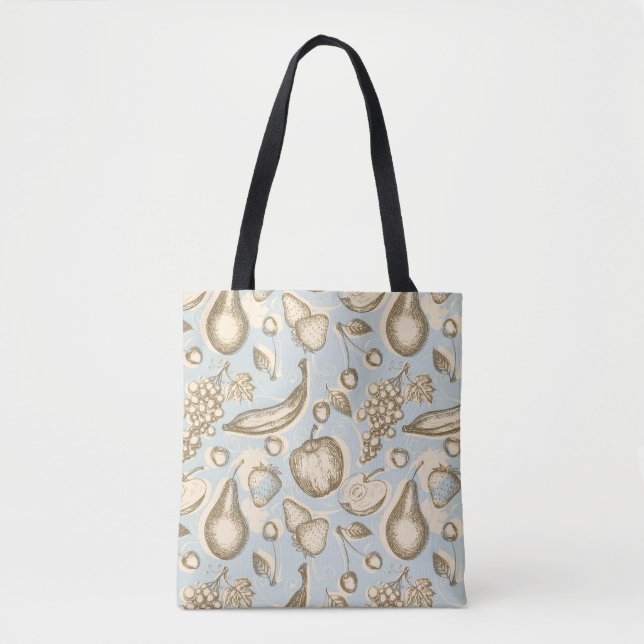 Tote Bag Motif vintage de fruits (Devant)