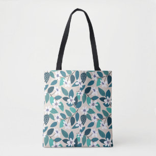 Tote Bag motif vintage fleuri sans couture. Beau blanc f