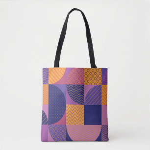 Tote Bag Motif Vintage géométrique multicolore Abstrait