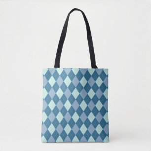 Tote Bag Motif Vintage Jacquard bleu