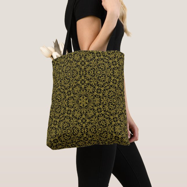 Tote Bag Motif vintage jaune sur (De près)