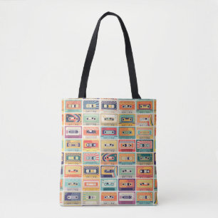 Tote Bag Motif Vintage Retro Cassette Tapes