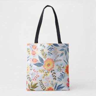 Tote Bag Motif vintage sans couture avec les fleurs abstrai