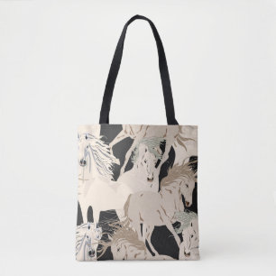 Tote Bag Motif vintage sans soudure à cheval Galloping. CAR