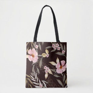 Tote Bag Motif vintage sans soudure avec feuilles d'or. Exo