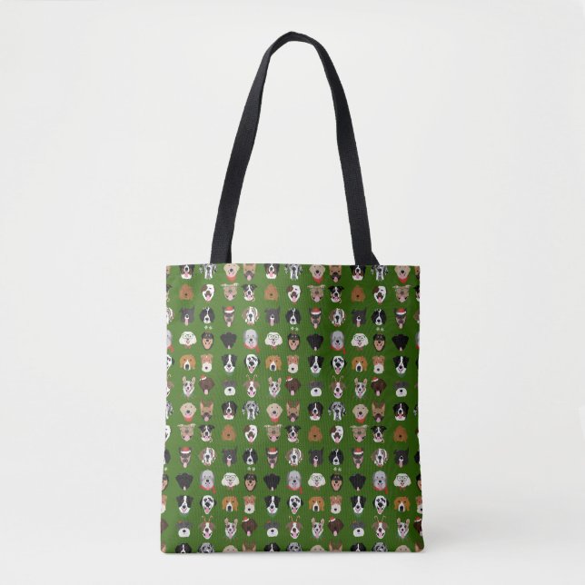 Tote Bag Motif visage chien de Noël (Devant)
