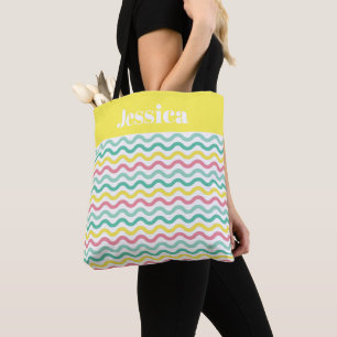 Tote Bag Motif Wavy coloré brillant Personnalisé