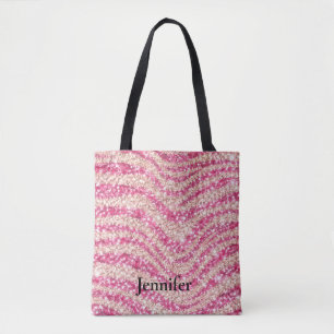 Tote Bag Motif zèbre paillettes rose blush féminin