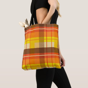 TOTE BAG MOTIFS BROWN TOMBÉ ROUGE CLAIR ORANGE JAUNE