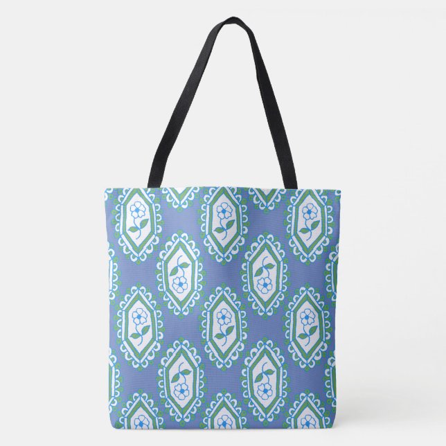 Tote Bag Motifs chic bleu périphérique sur Arrière - plan b (Devant)