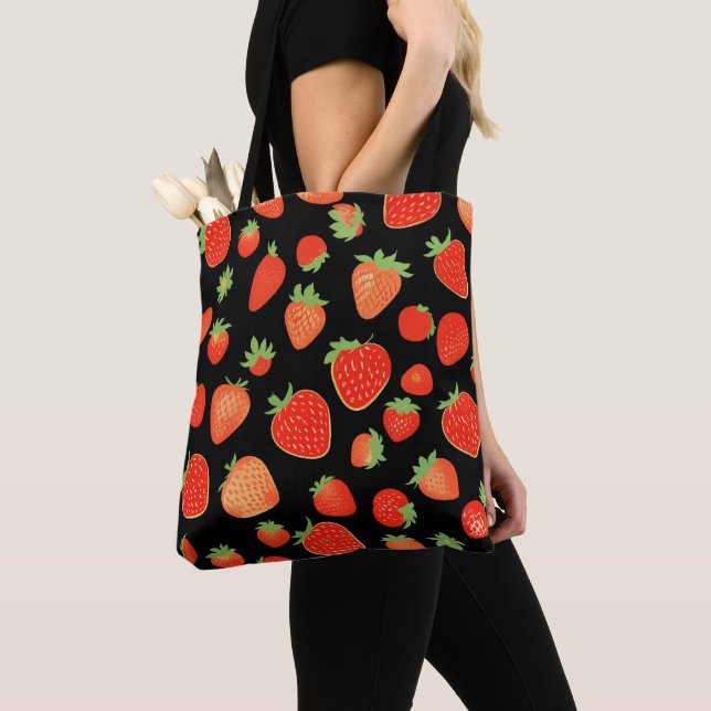 Tote Bag Motifs de fraises (De près)