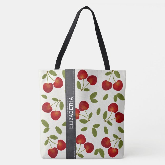 Tote Bag motifs de fruits aux cerises rouges (Devant)