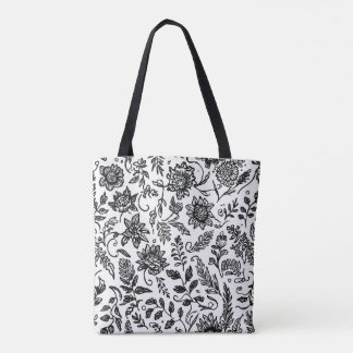 Tote Bag Motifs floraux boho dessinés à la main avec cachem