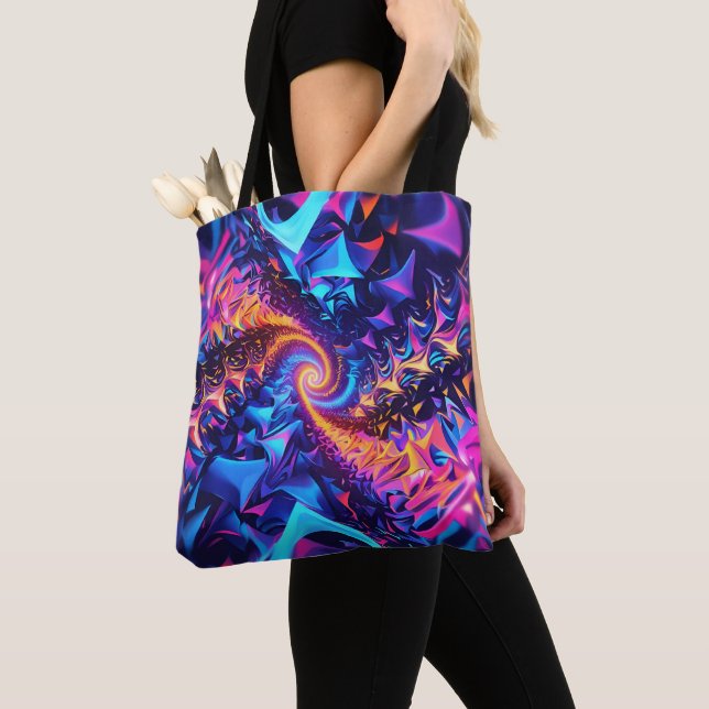 Tote Bag Motifs géométriques psychédéliques (De près)