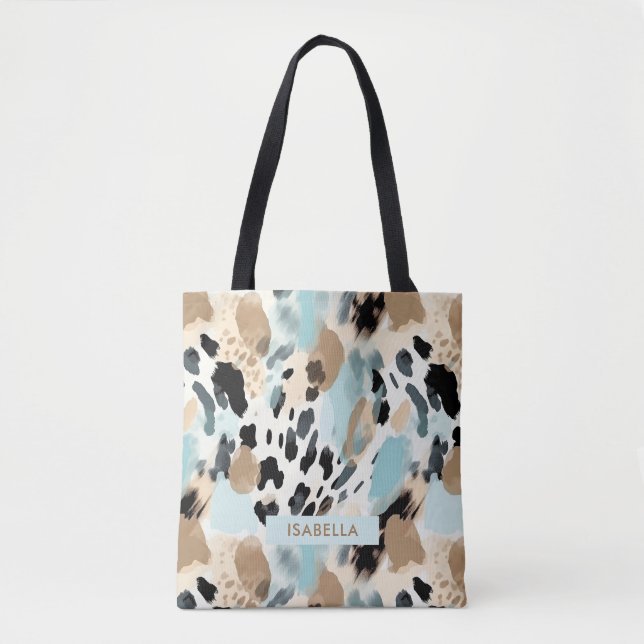 Tote Bag Motifs Safari Animaux Motif Bleu & Brown (Devant)