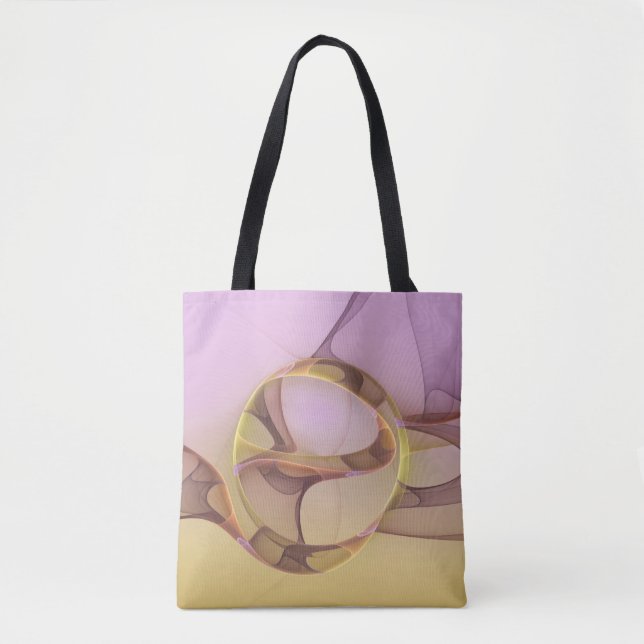 Tote Bag Motions Abstraites Art moderne rose or fractal (Devant)