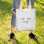 Tote Bag Motivation Positive Vous Êtes Suffisamment Cité<br><div class="desc">Vous cherchez un rappel quotidien que vous êtes assez ? Ne cherchez plus ! Présentez nos produits de devis "Vous en êtes assez", conçus pour fournir une motivation positive et élever votre esprit quand vous en avez besoin. Avec ces produits inspirants, vous pouvez porter avec vous le message stimulant de l'acceptation...</div>