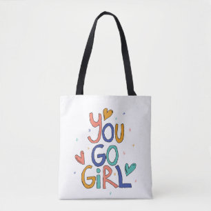 Tote Bag Motivationnel Une fille Cool You Go Girl Clipart G