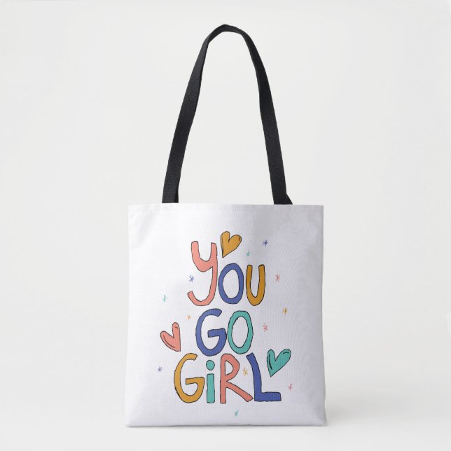 Tote Bag Motivationnel Une fille Cool You Go Girl Clipart G (Devant)