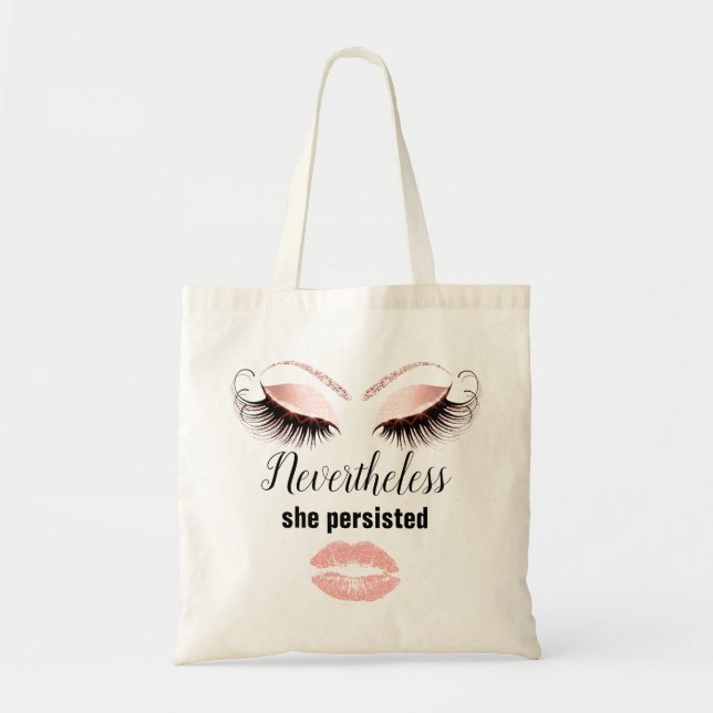 Tote Bag Motiver Lashes Maquillage Kiss Lips Rose personnal (Devant)