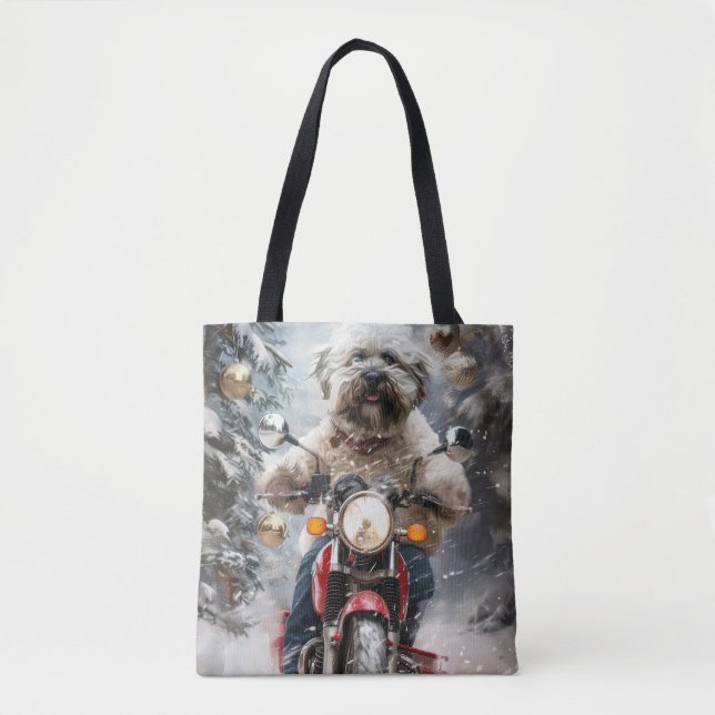 Tote Bag Moto à chiens Havanais Noël (Devant)