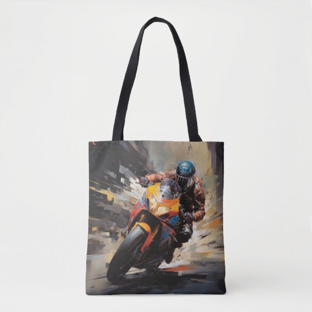 Tote Bag Moto Race Action Sport Peinture Art Décor Abstrait (Devant)