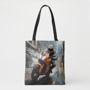 Tote Bag Moto Race Action Sport Peinture Art Décor Abstrait