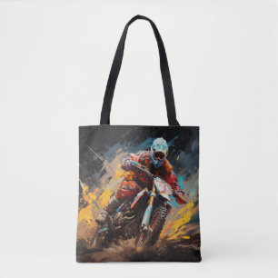 Tote Bag Motocross Action Sport Peinture Art Décor Abstrait