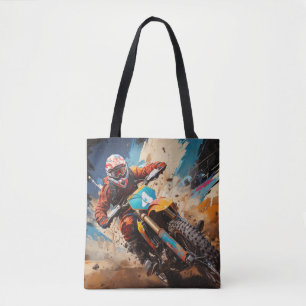 Tote Bag Motocross Action Sport Peinture Art Décor Abstrait