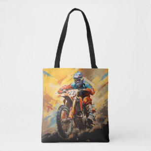 Tote Bag Motocross Action Sport Peinture Art Décor Abstrait