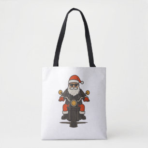 Tote Bag Motocyclette de Noël vintage drôle de père Noël mo
