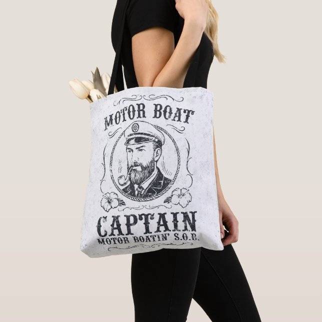 Tote Bag Motor Boat Captain Funny Pontoon Boating (De près)