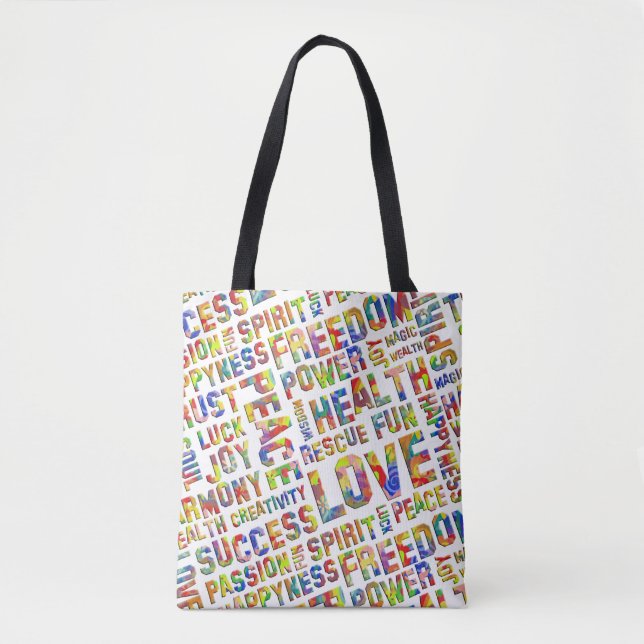 Tote Bag Mots / Affirmations de l'Esprit puissance des fleu (Devant)