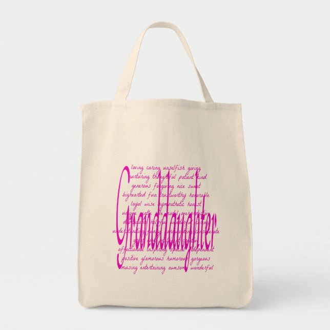 Tote Bag Mots de petite fille en rose (Devant)