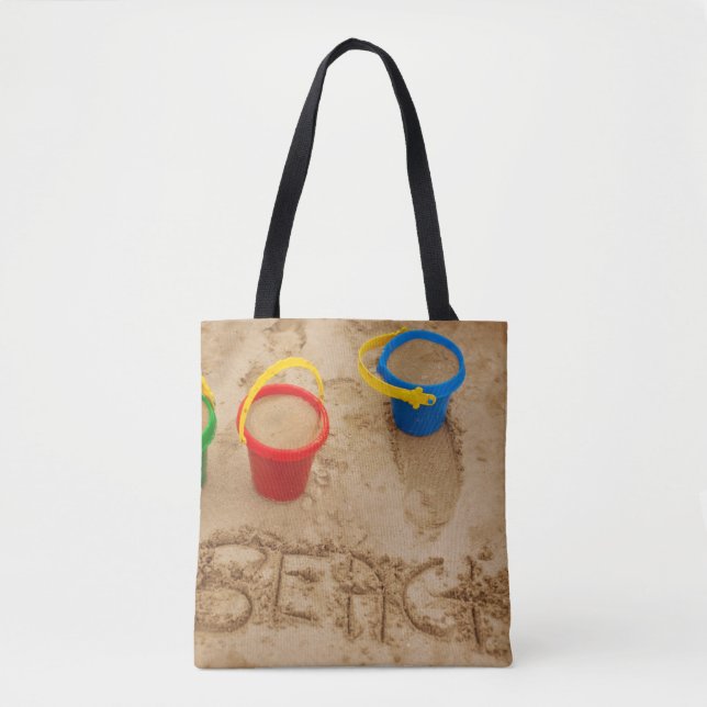 Tote Bag Mots de sable de plage (Devant)