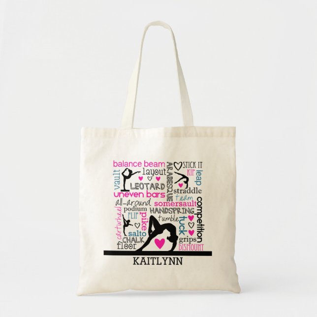 Tote Bag Mots de terminologie de gymnastique avec le (Devant)