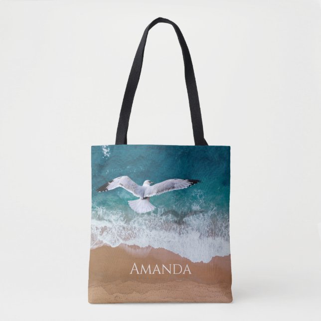 Tote Bag Mouette au-dessus de la mer (Devant)